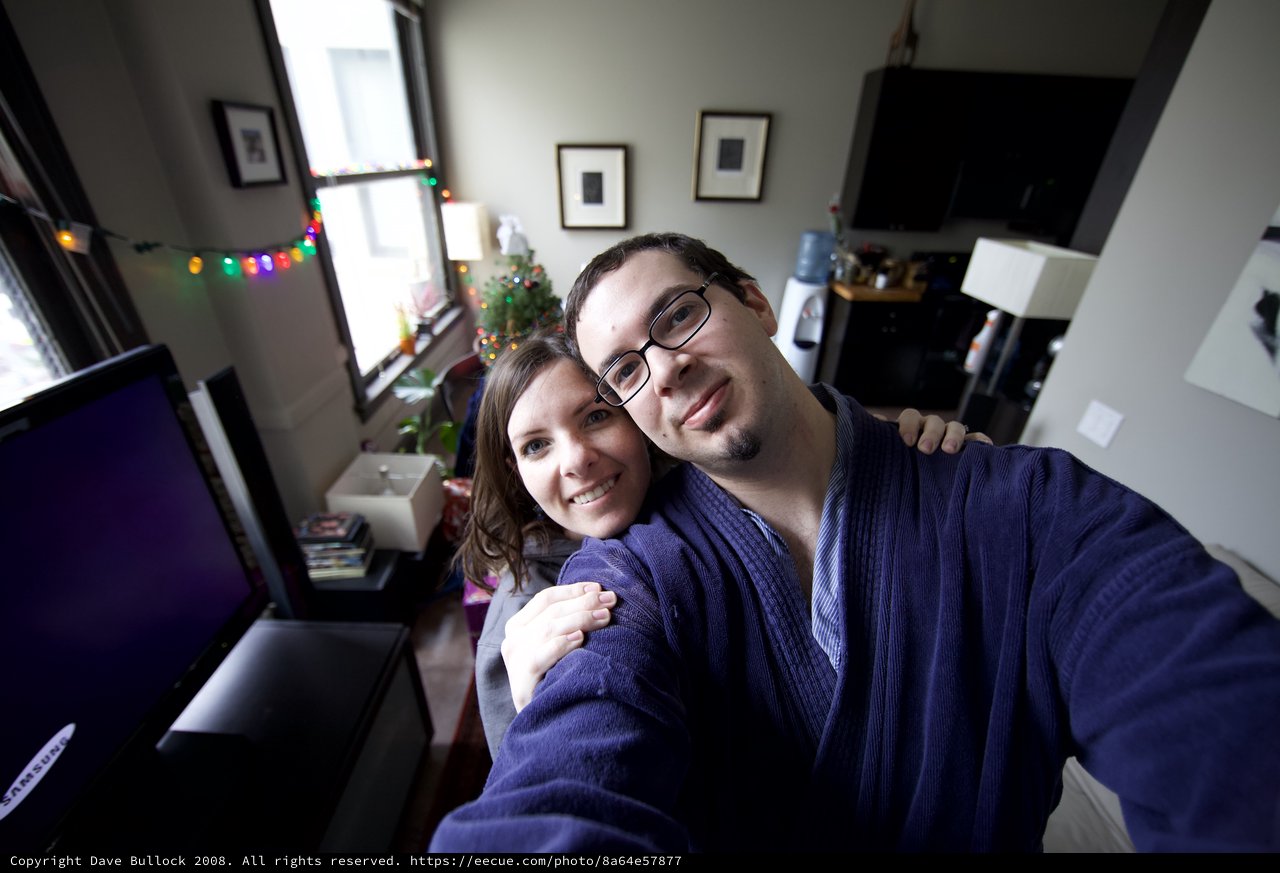 Holiday Selfie Couple Celebrating Christmas at Home