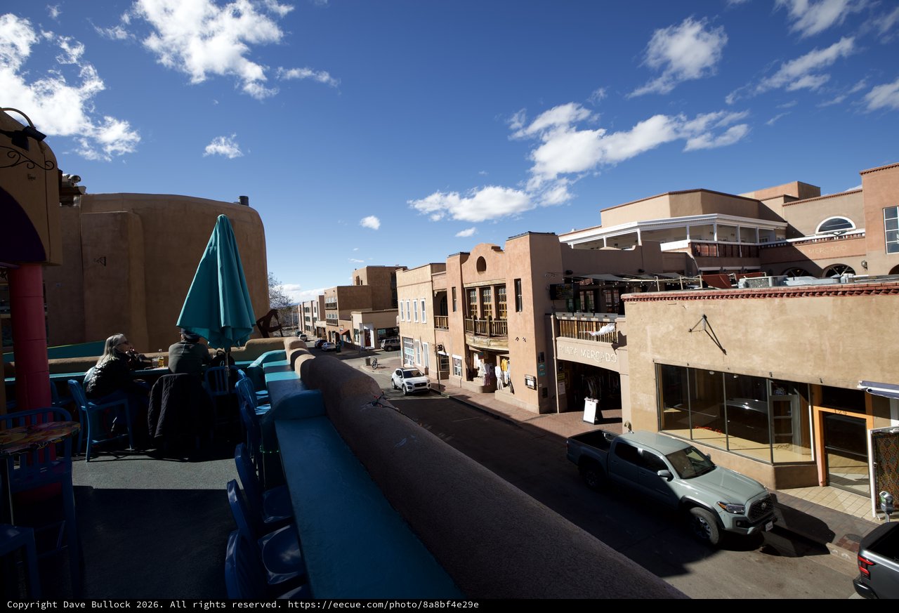 Adobe Architecture Rooftop View in Santa Fe Plaza