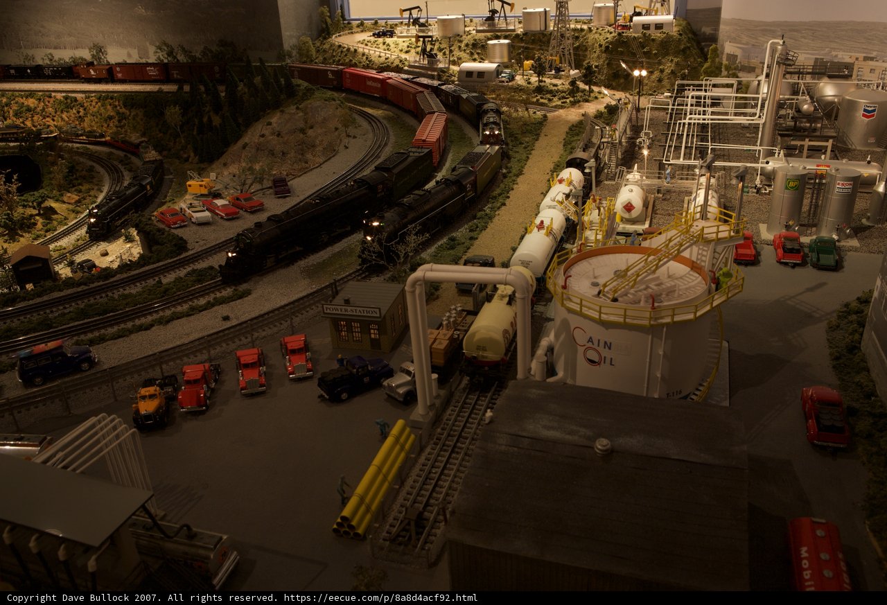 Miniature Train Set in Factory Diorama