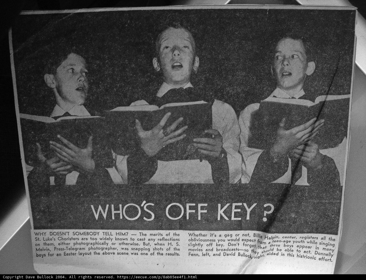 Boys' Choir in the Newspaper