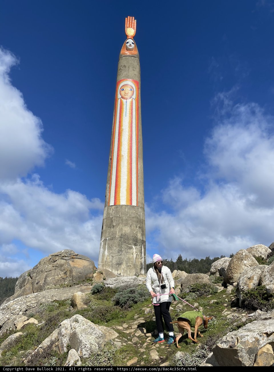 Man and Dog in Front of Jenner Monument