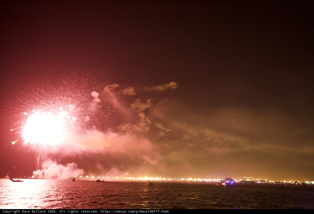 Boats Under the Night Fireworks