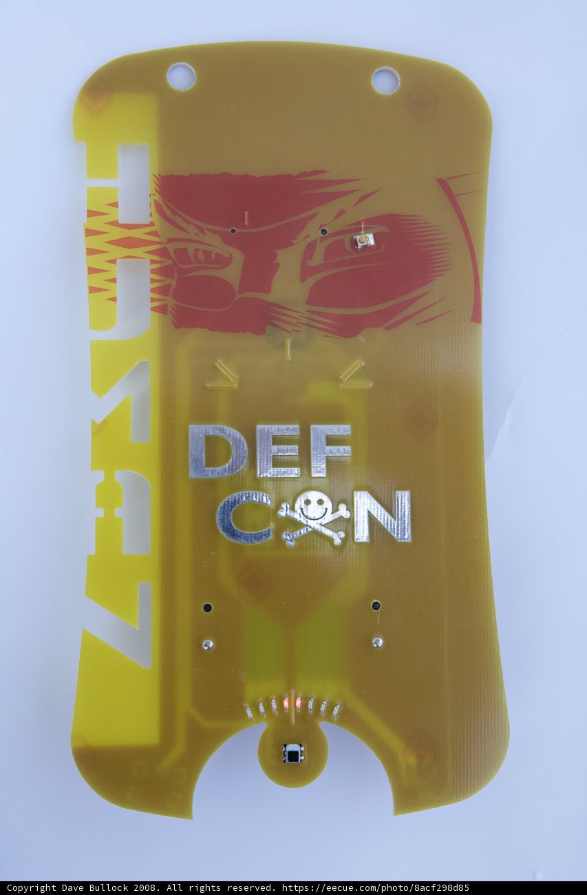 2008 Defcon Badge with Yellow and Red Electronic Device