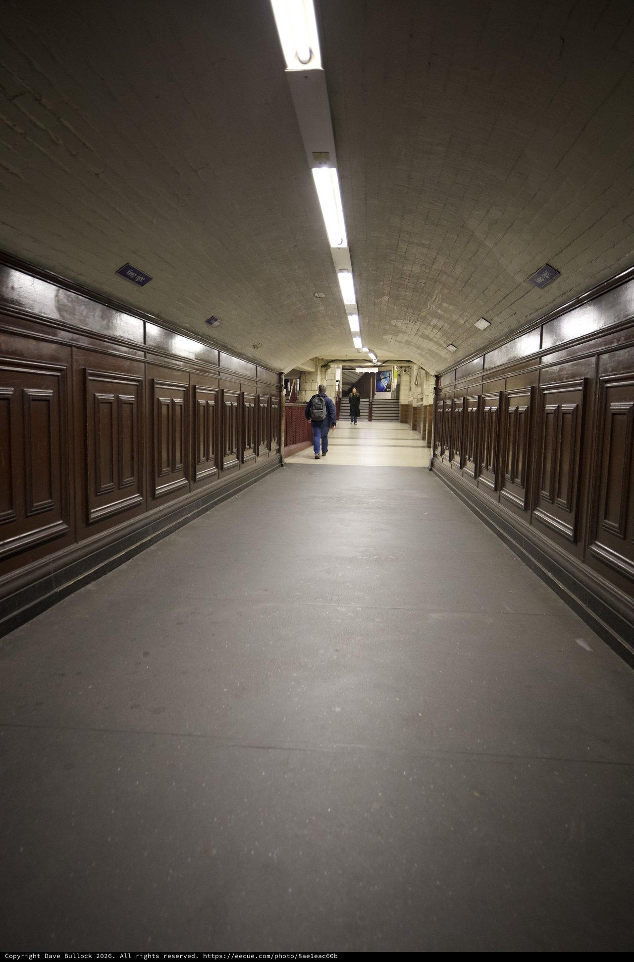 Underground Corridor with Wood Paneling in London Metro