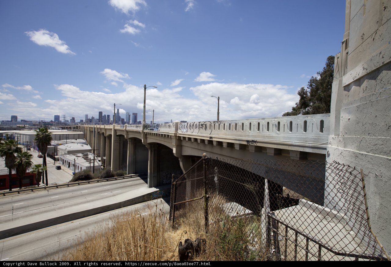 Freeway Overpass Overlooks Metropolis