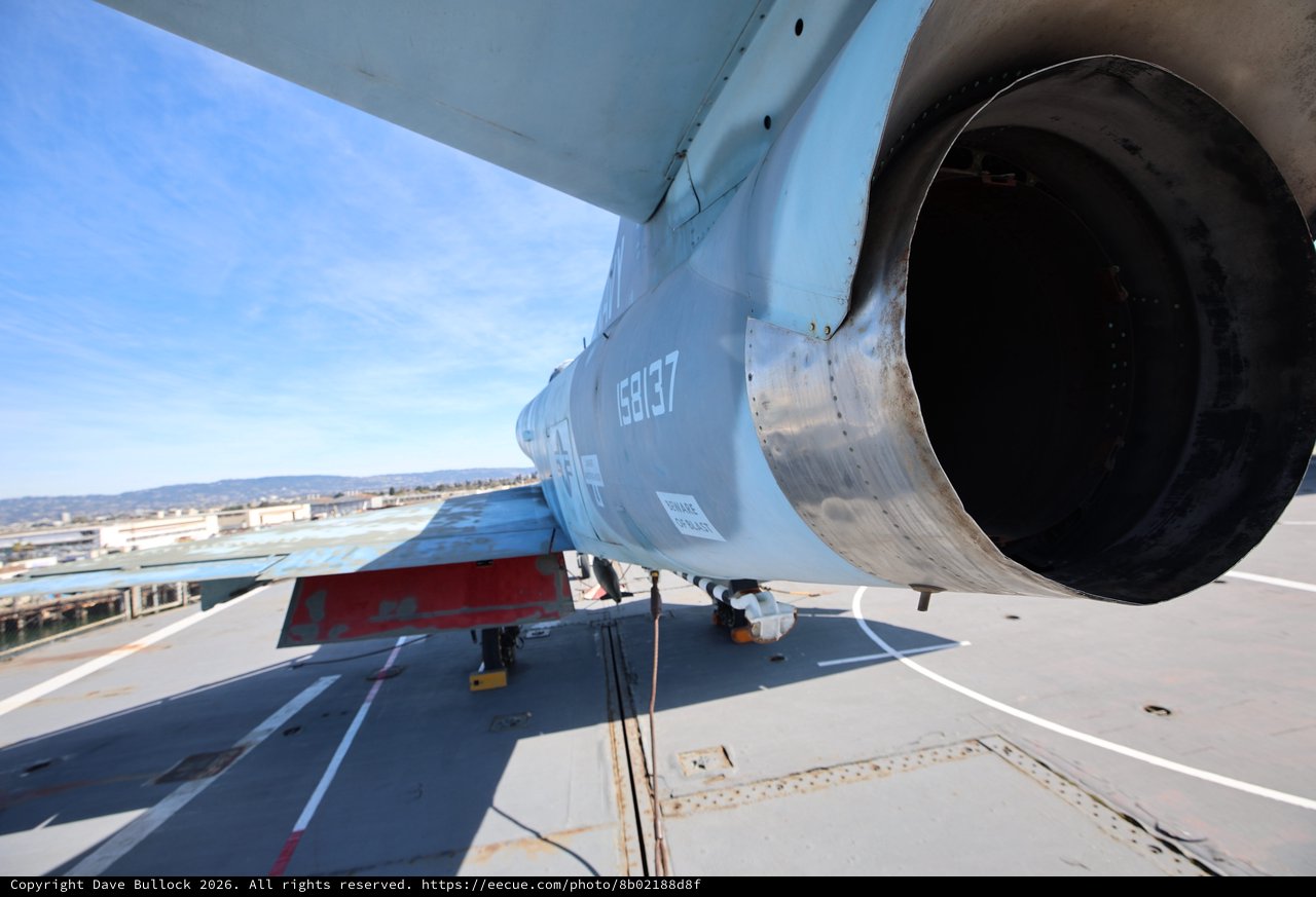 Fighter Jet Engine Close-Up on USS Hornet Deck