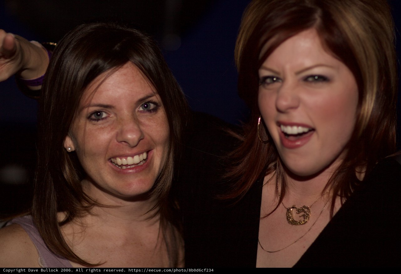Two Women Laughing Together at Nightclub Event