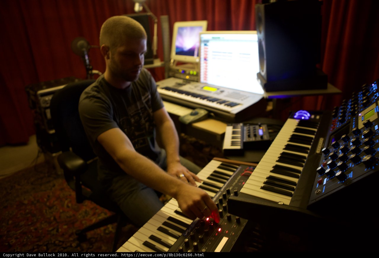 Morgan Page Rocking the Electronic Keyboard in the Recording Studio