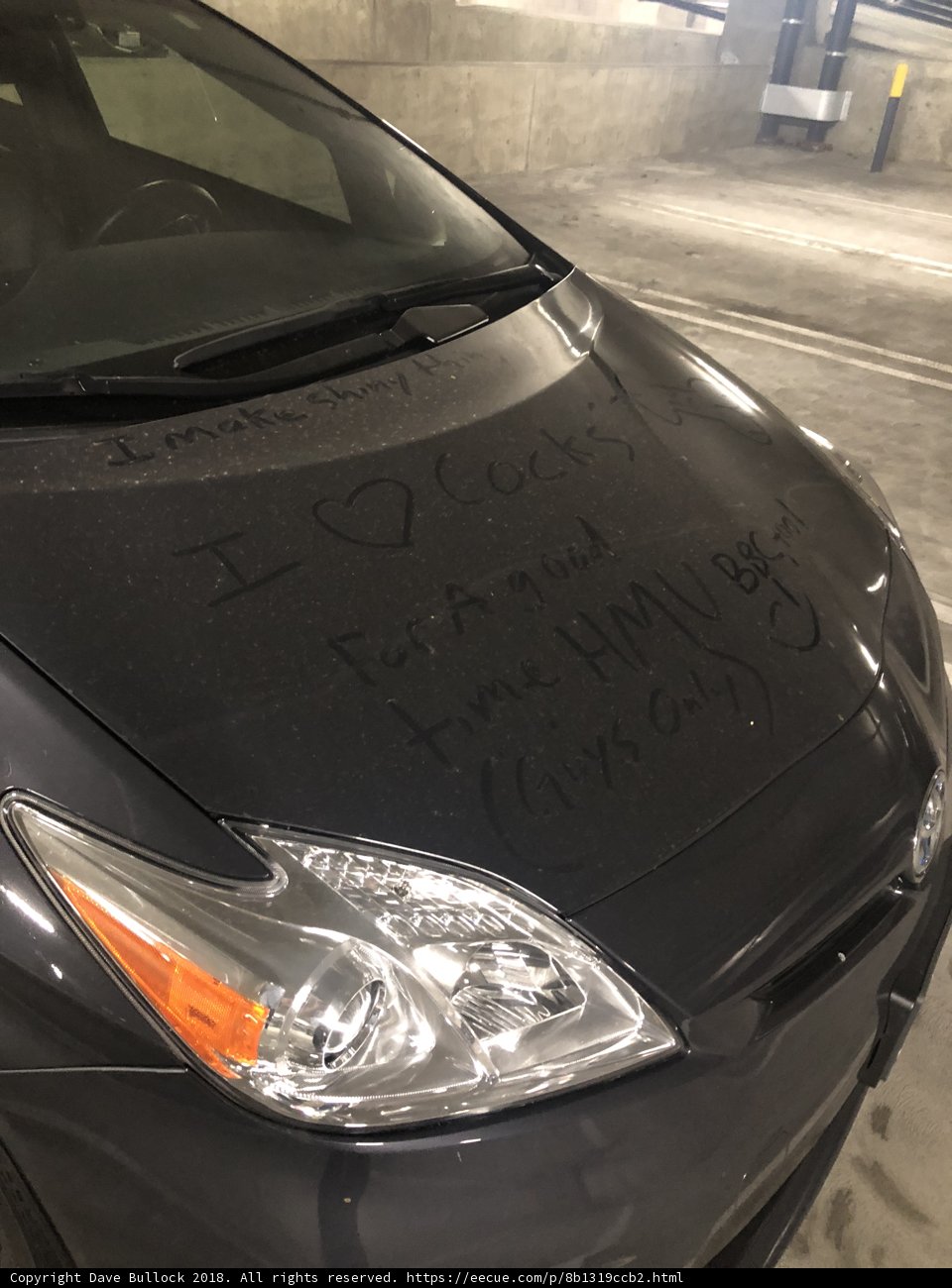 Parked Car with Unique Text Design