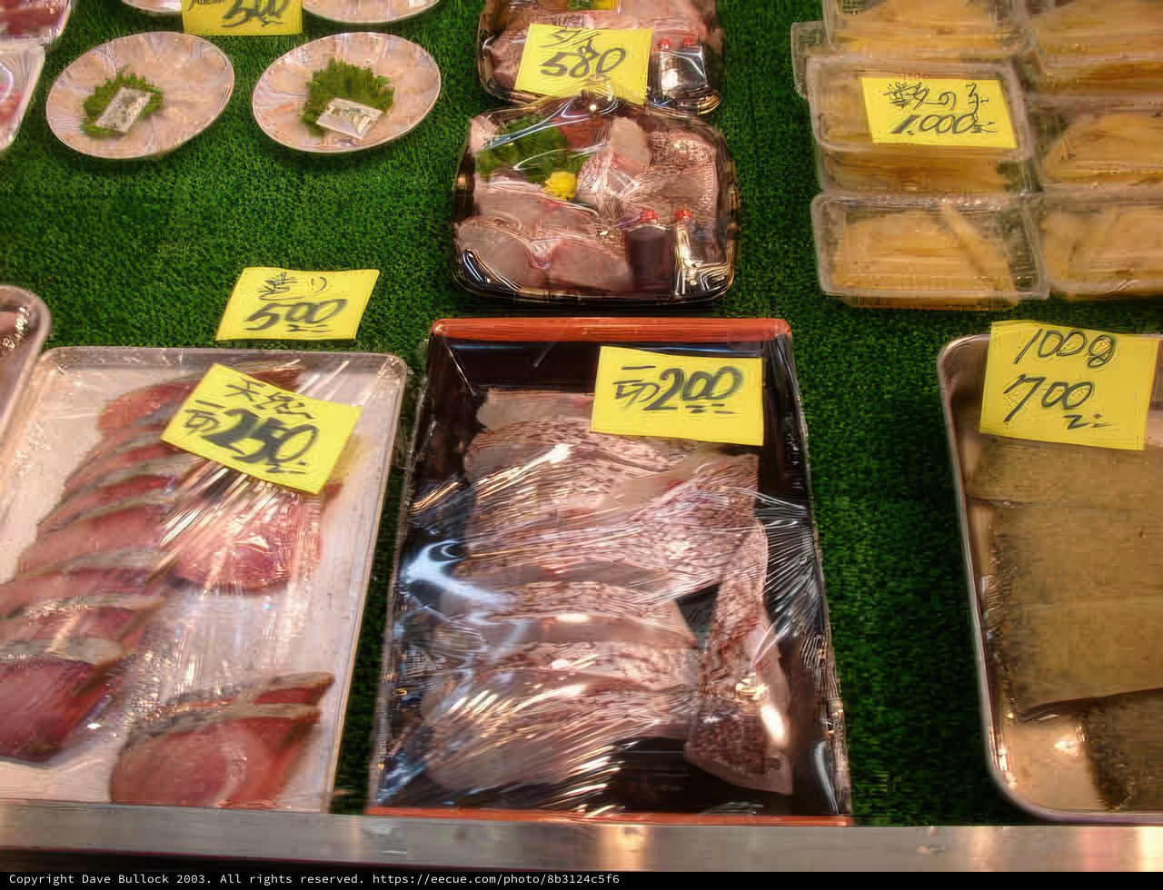 A Butcher Shop Display in Tokyo's Food Market