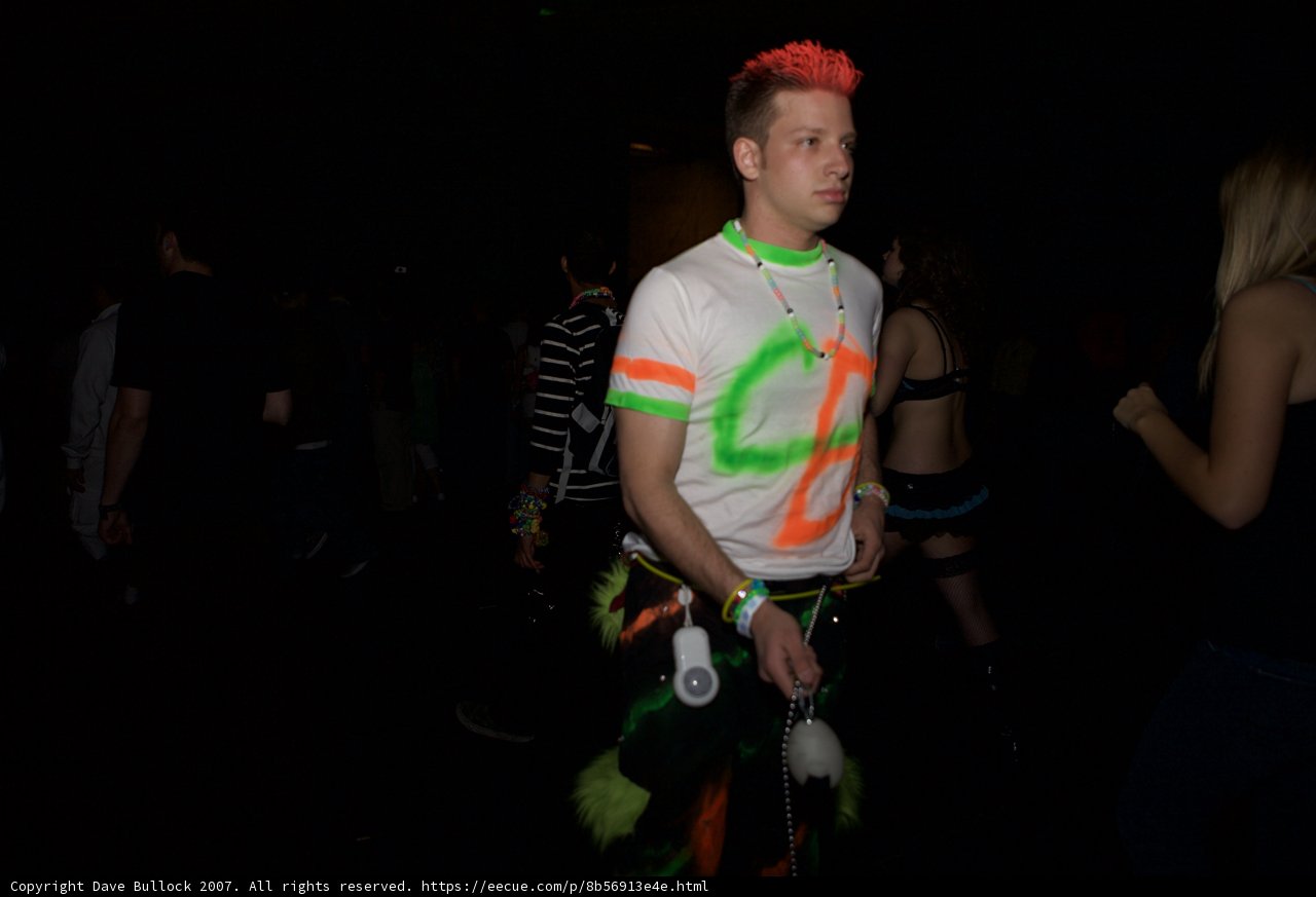 Neon Hair, Green Shirt, and Night Club Vibes