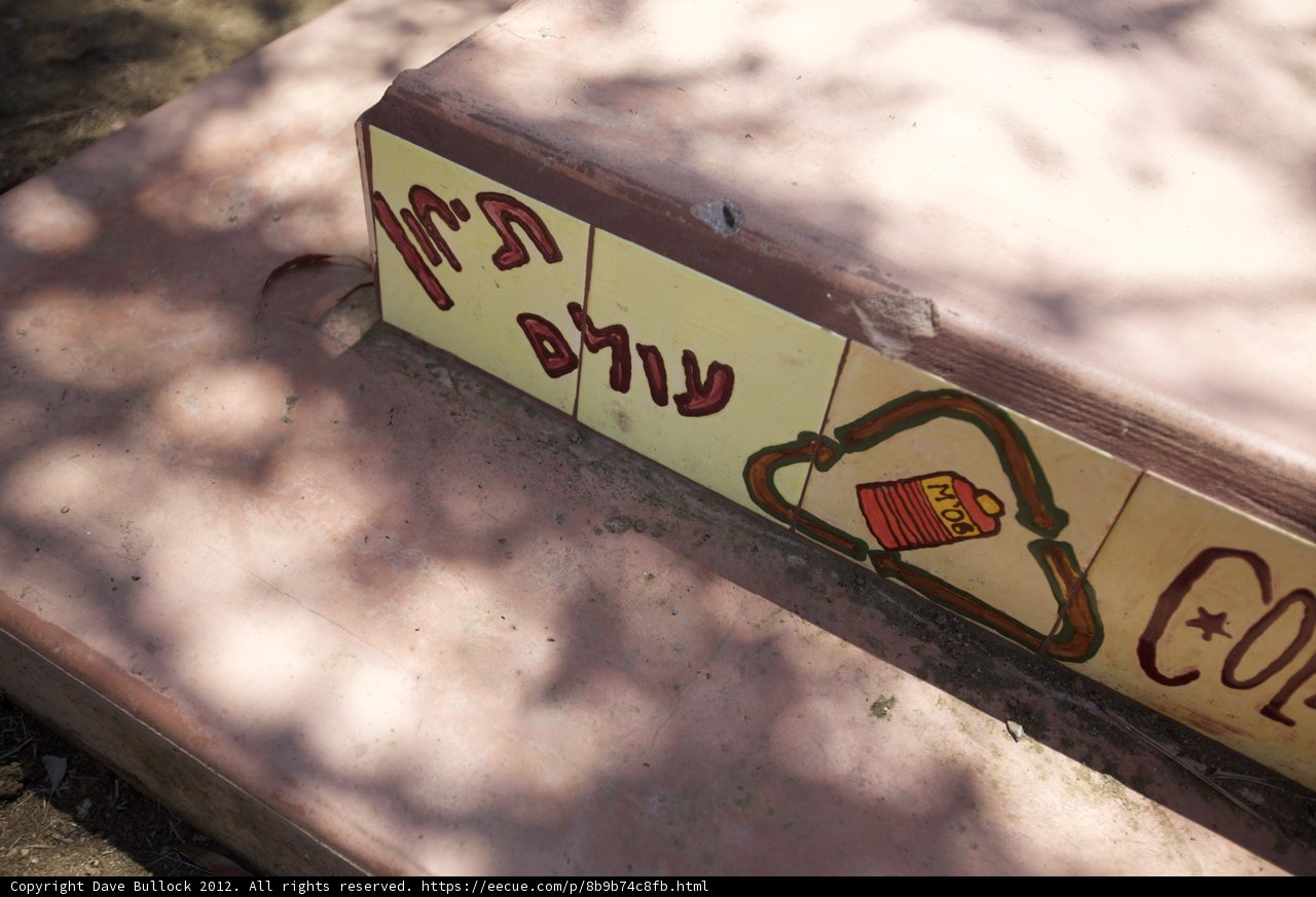 Rusty Signage on Camp Bench