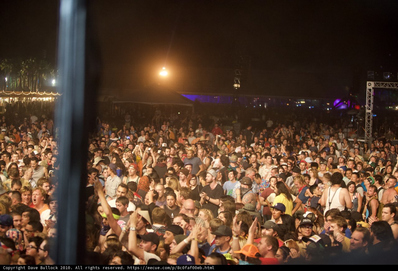 Night Sky Lit Up by Enthusiastic Crowd at Coachella Music Festival