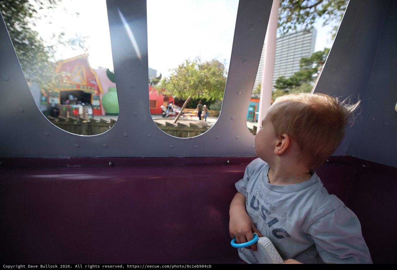 Young Child Gazing Out Through Playground Structure