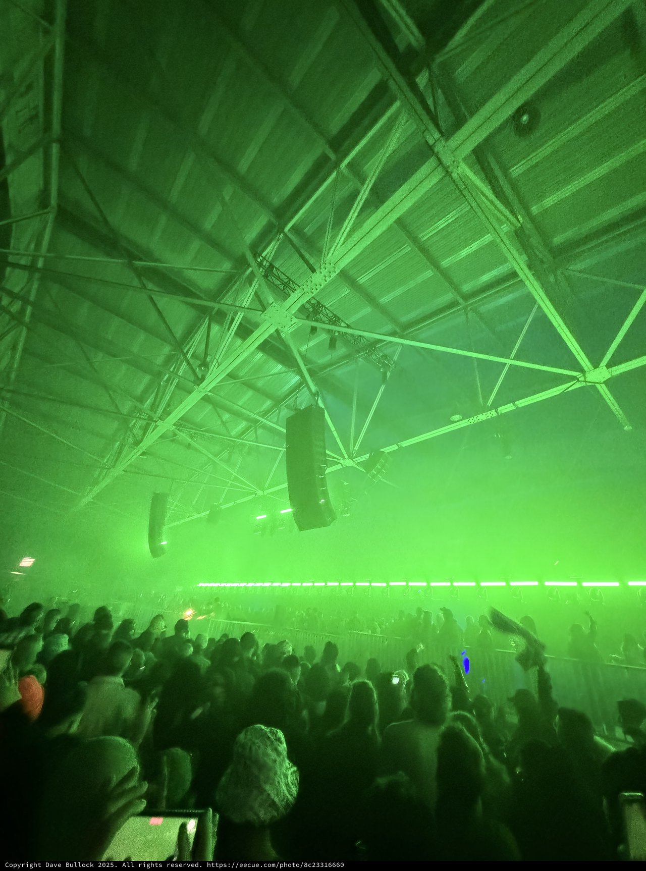 Intense Green Laser Light Show at Electronic Music Event
