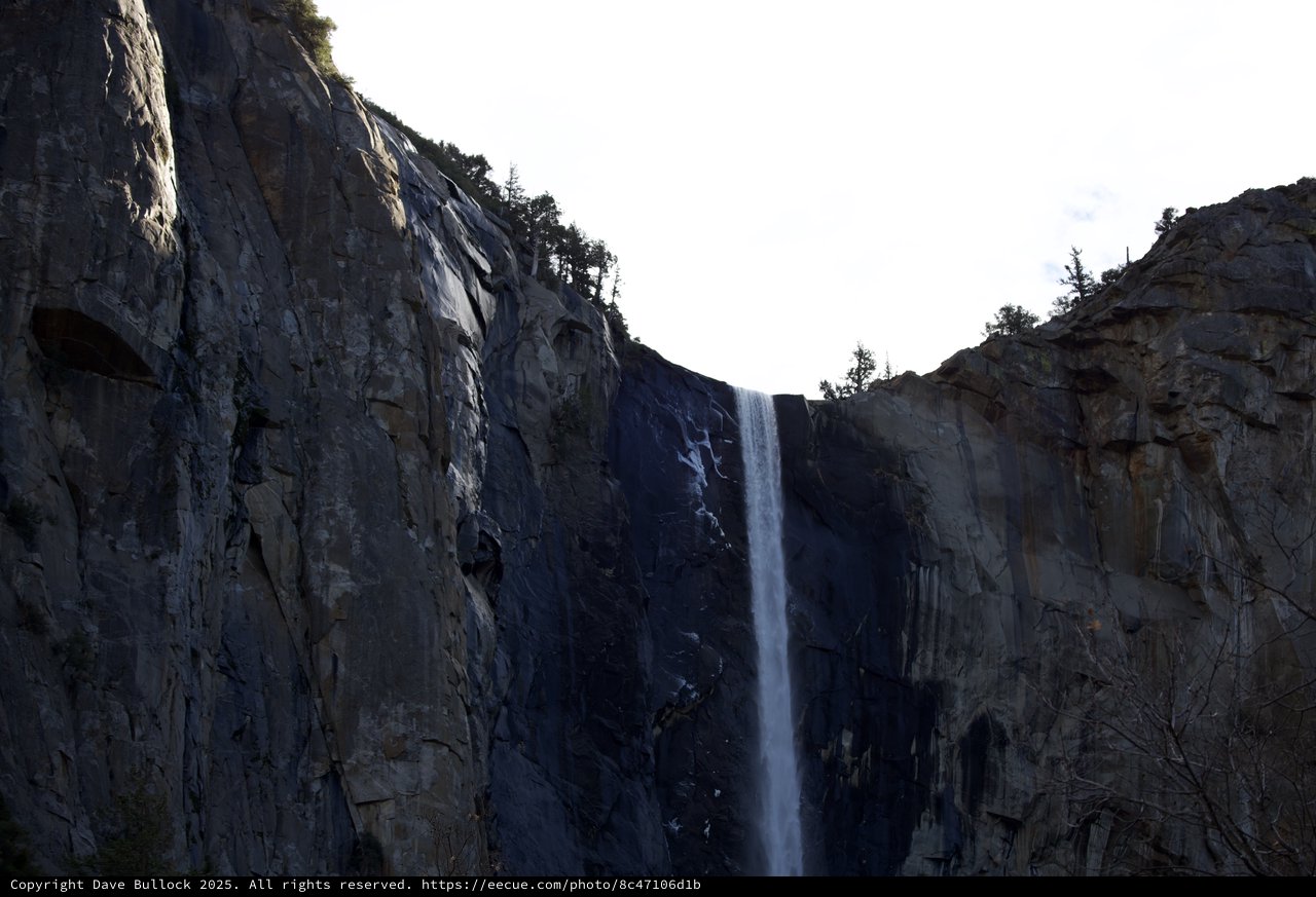 Yosemite Falls Cascading Through Winter Canyon