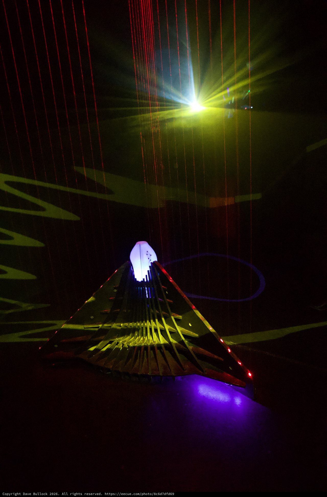 Interactive Laser Light Installation in Darkened Gallery