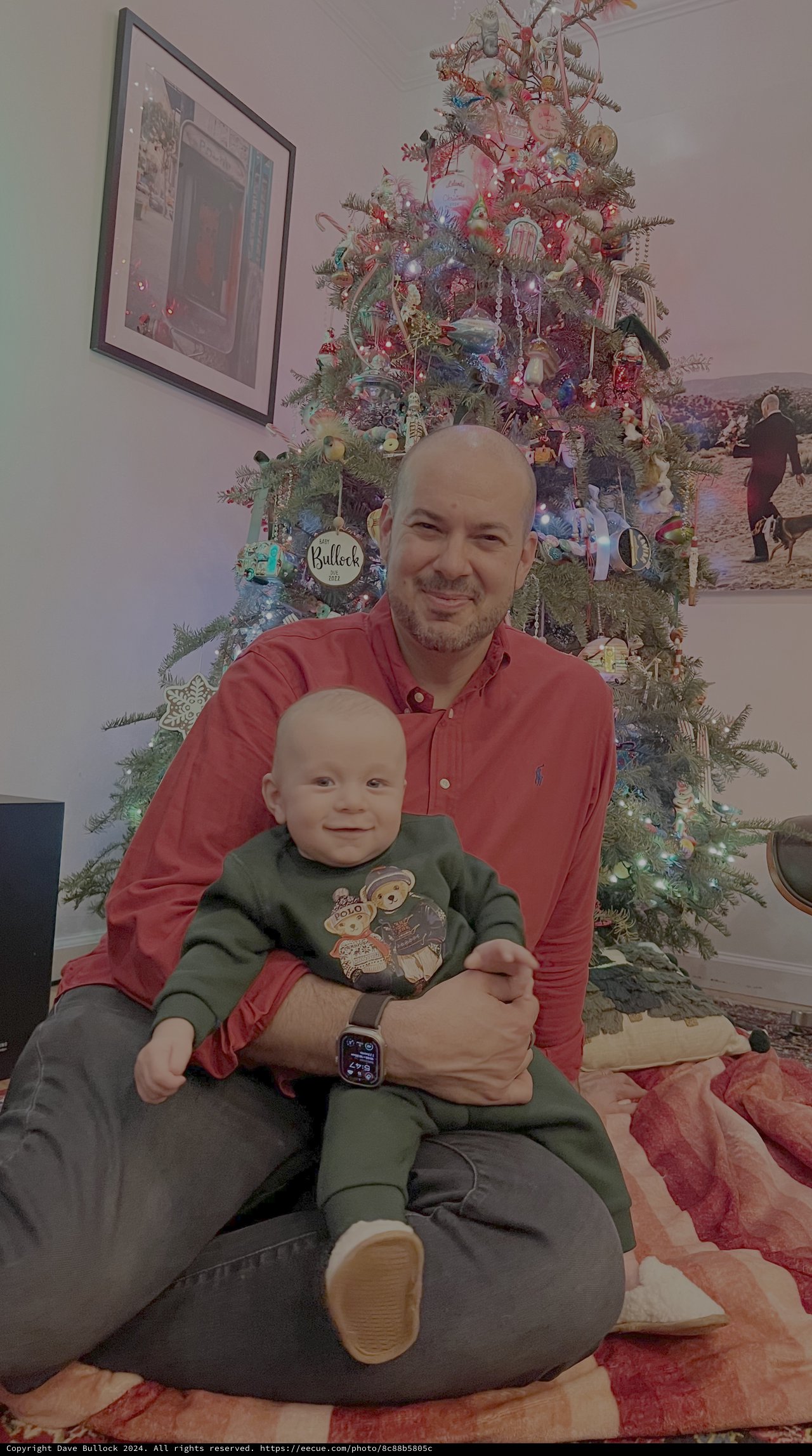 Father and Baby's First Christmas Together