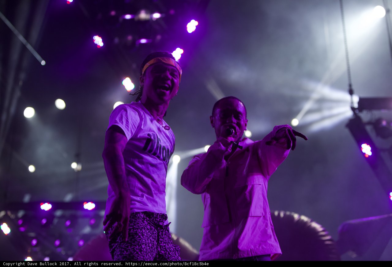 Two Men Illuminate the Crowd with Purple Lights at Coachella 2017