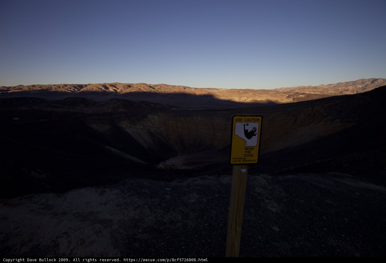 Warning Sign on Death Valley Mountain