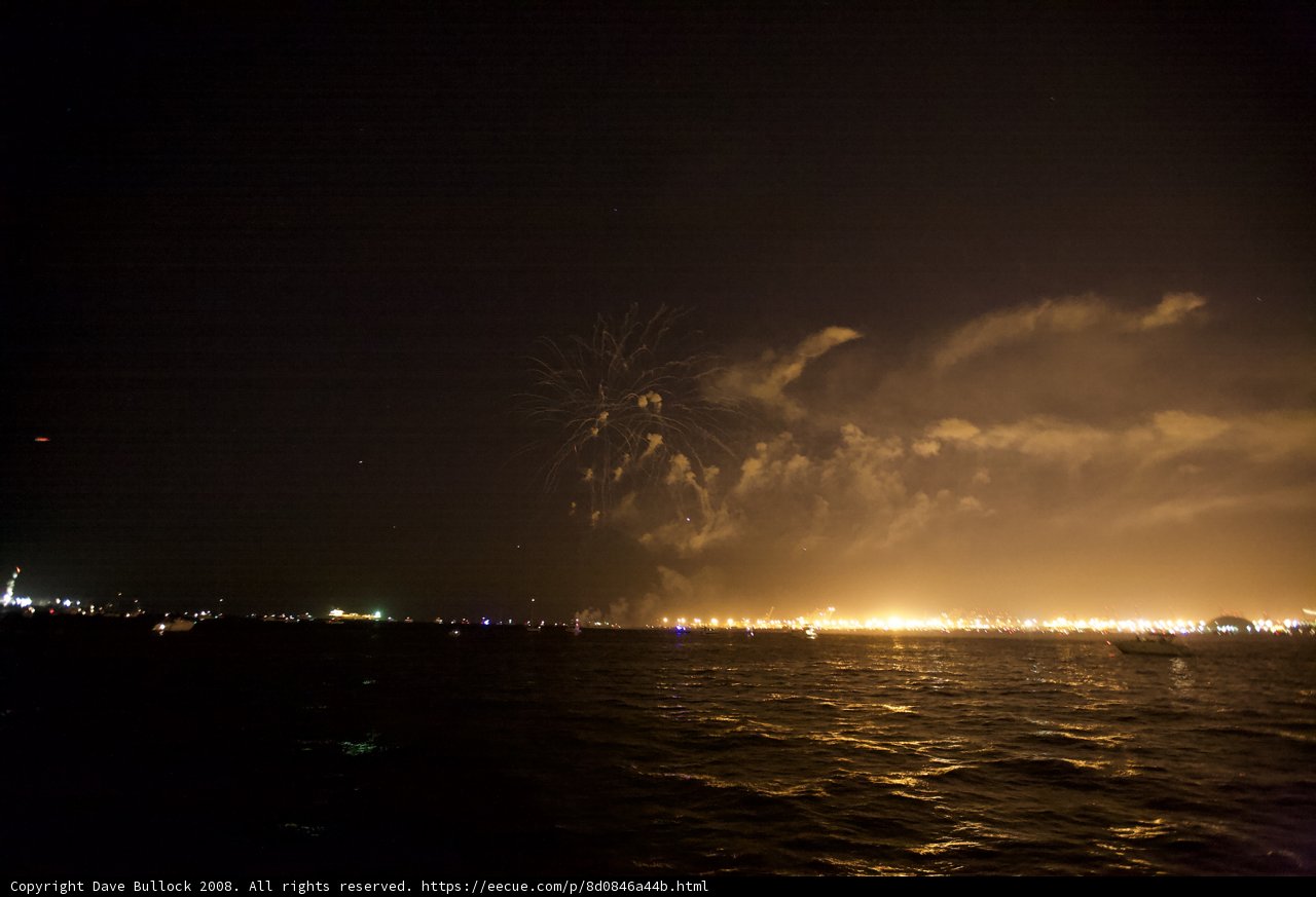 A Flare of Fireworks over the Water