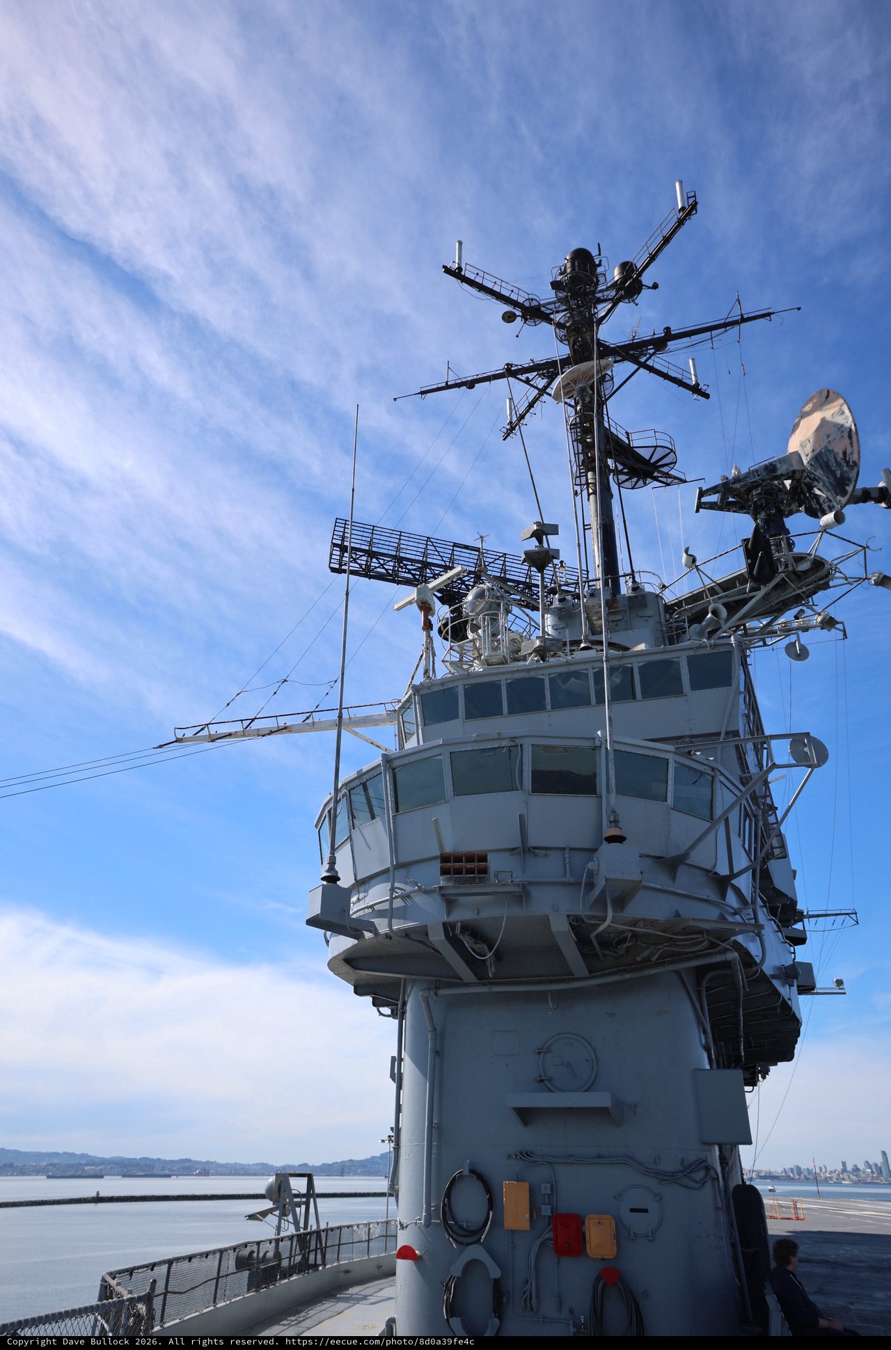 USS Hornet Command Tower Against Blue Sky