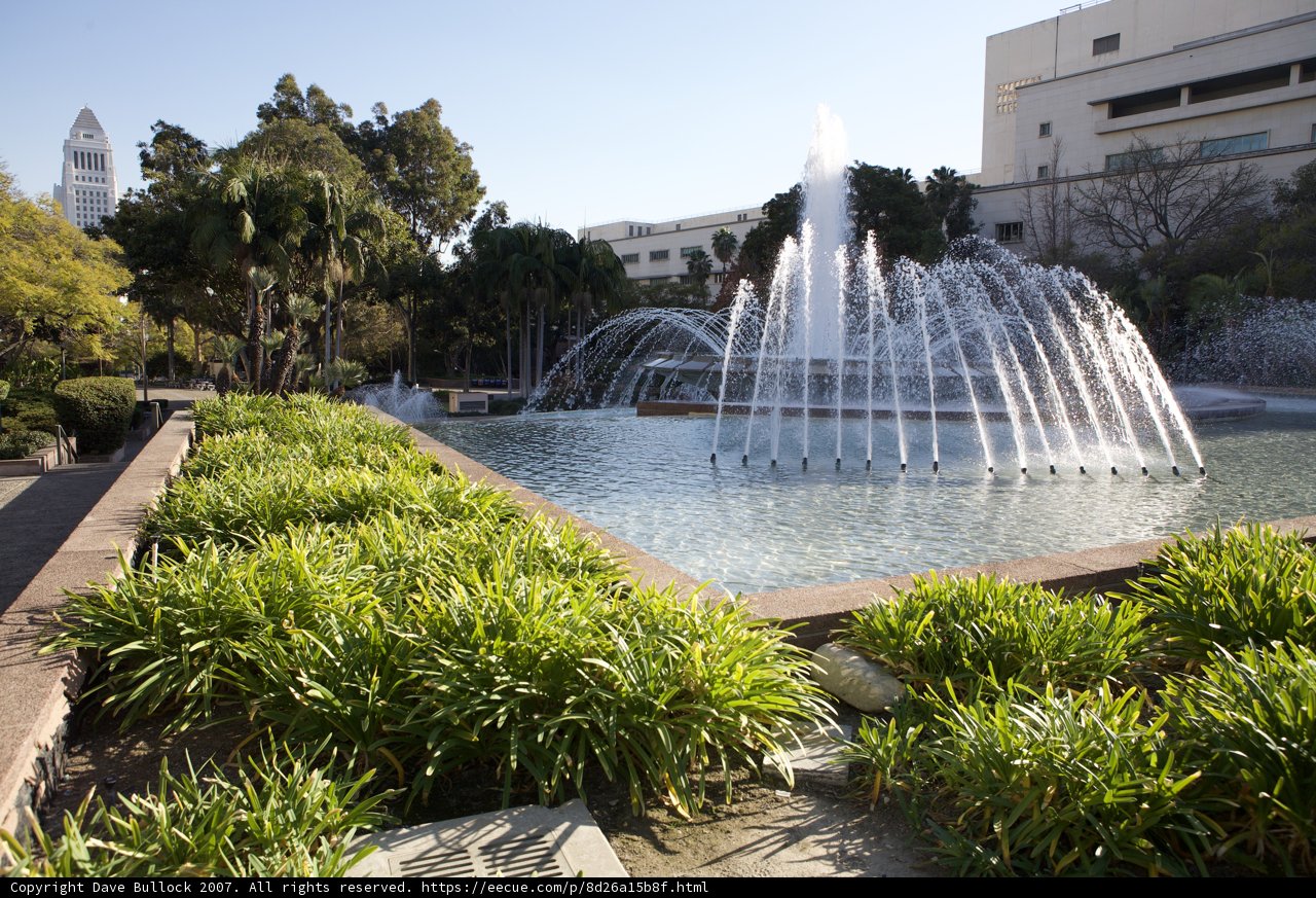 A Serene Fountain in a Lush Park