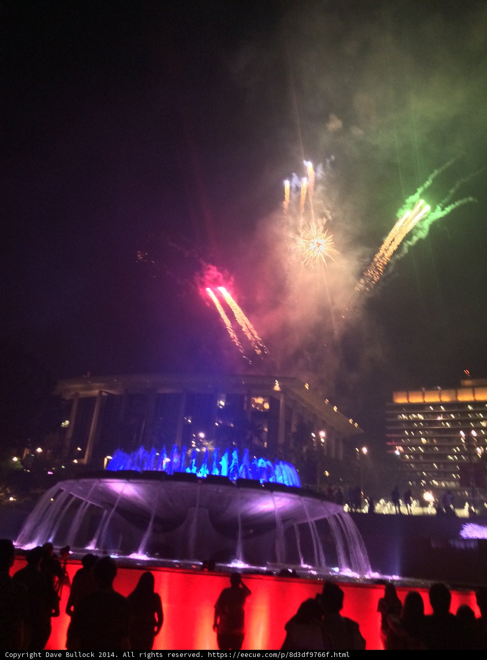 Sparkling Fireworks above the Fountain