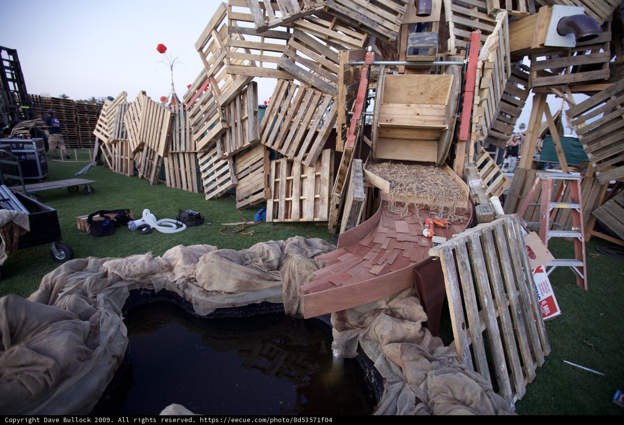 Wooden Boat Structure by the Grass