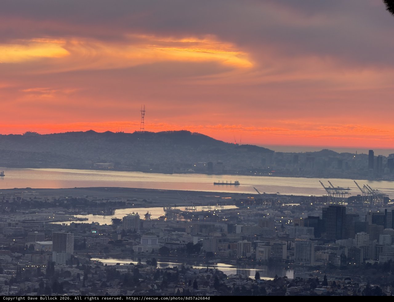 San Francisco Bay at Sunset with Distant Hills