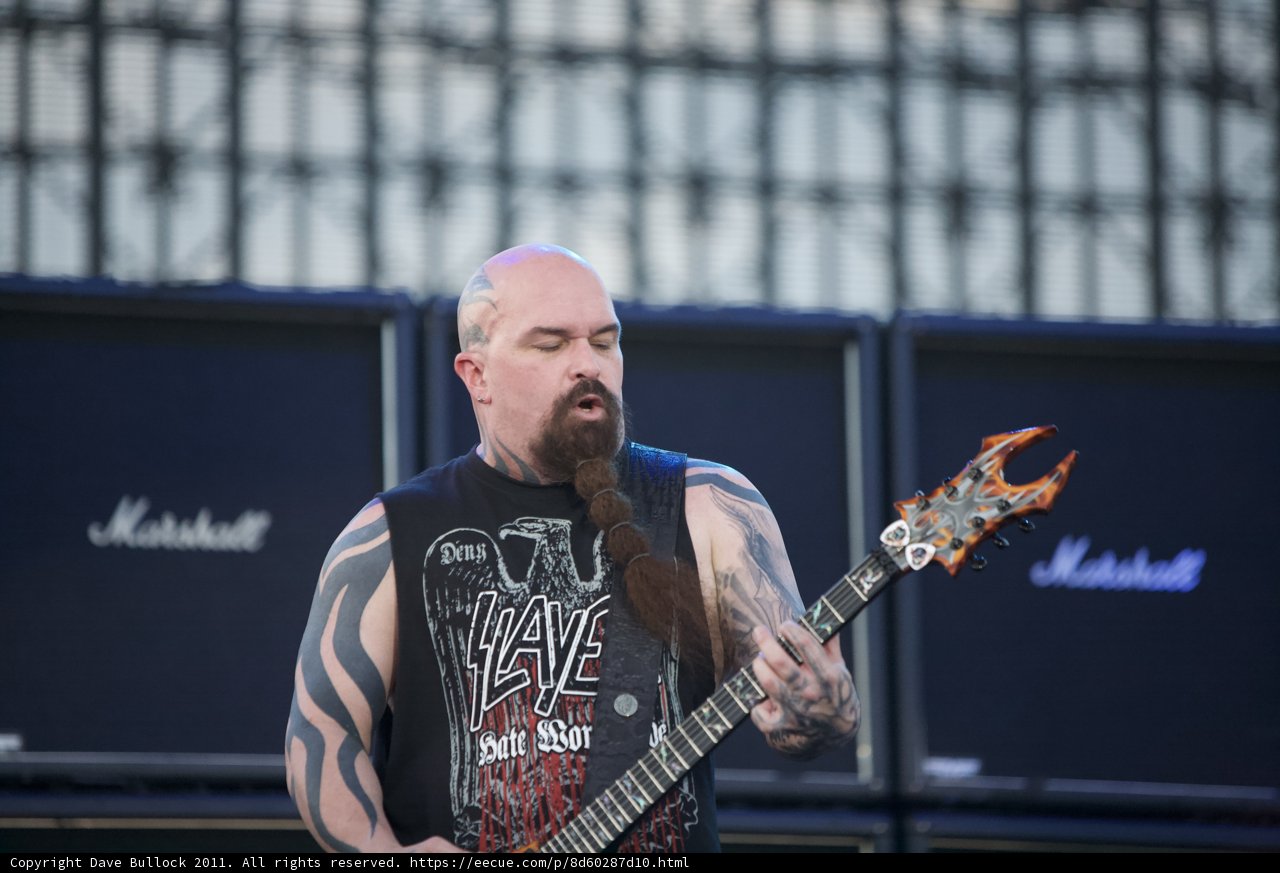 Kerry King Shreds on His Tattooed Electric Guitar