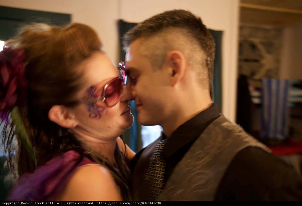 Intimate Almost-Kiss at a Halloween Wedding
