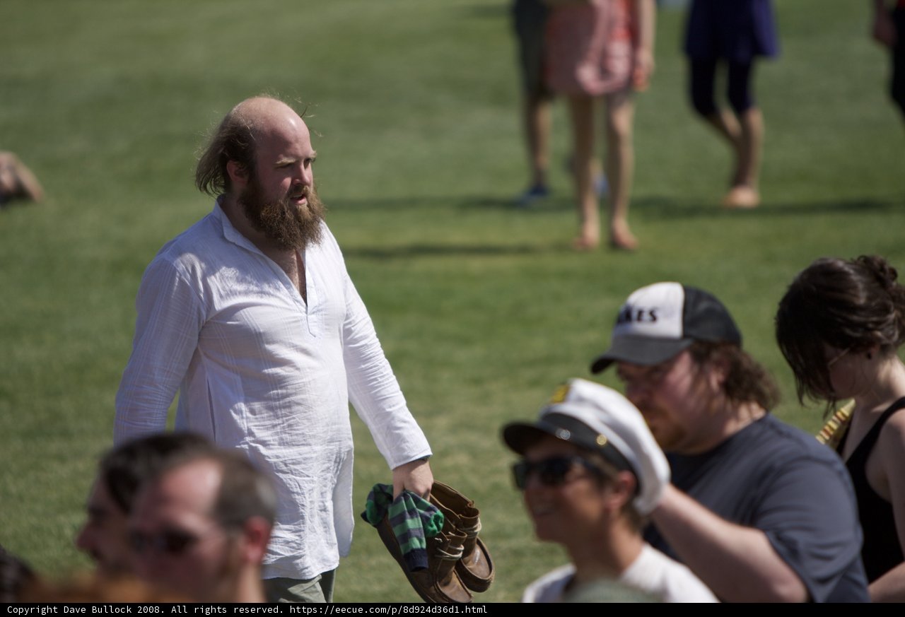 Tim Harrington making his way through the Coachella crowd
