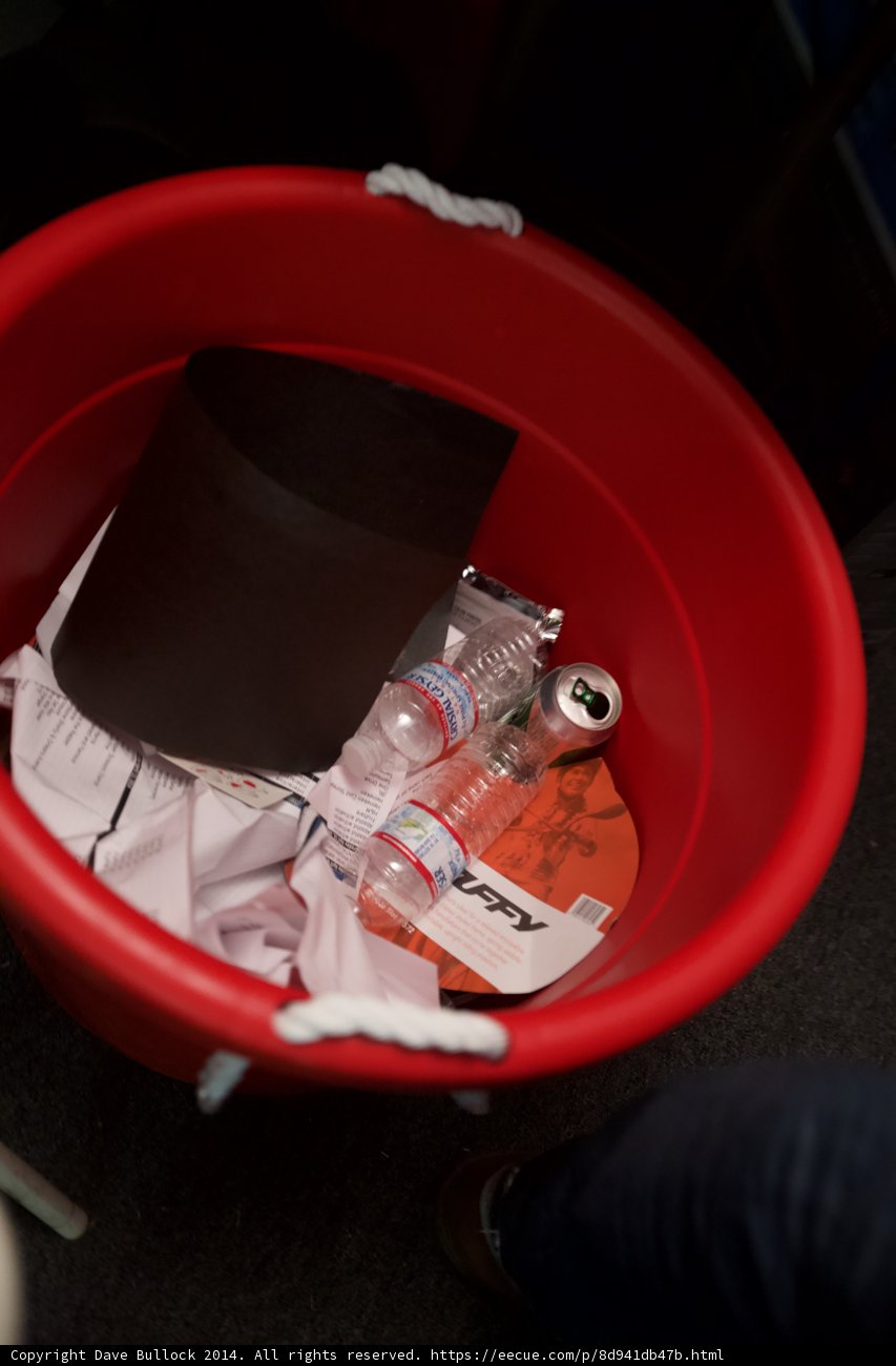 Red Bucket with Beverage Bottles