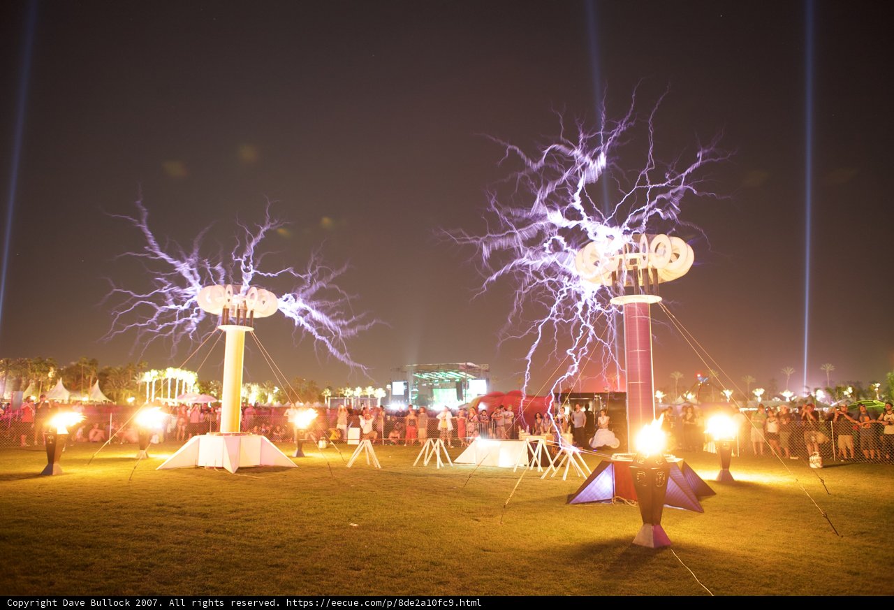 Illuminated Night Sky at Coachella Electric Light Show