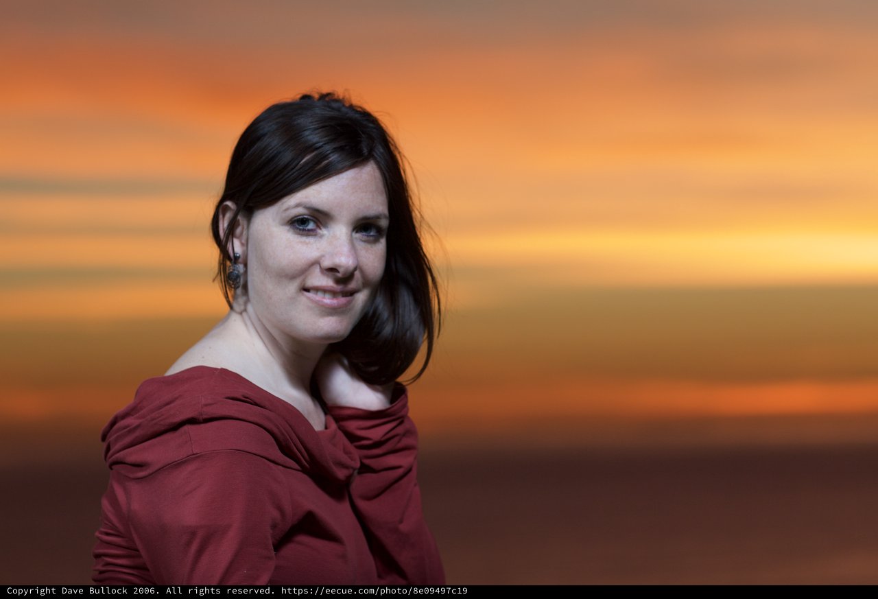 Woman in Red at Golden Hour Sunset