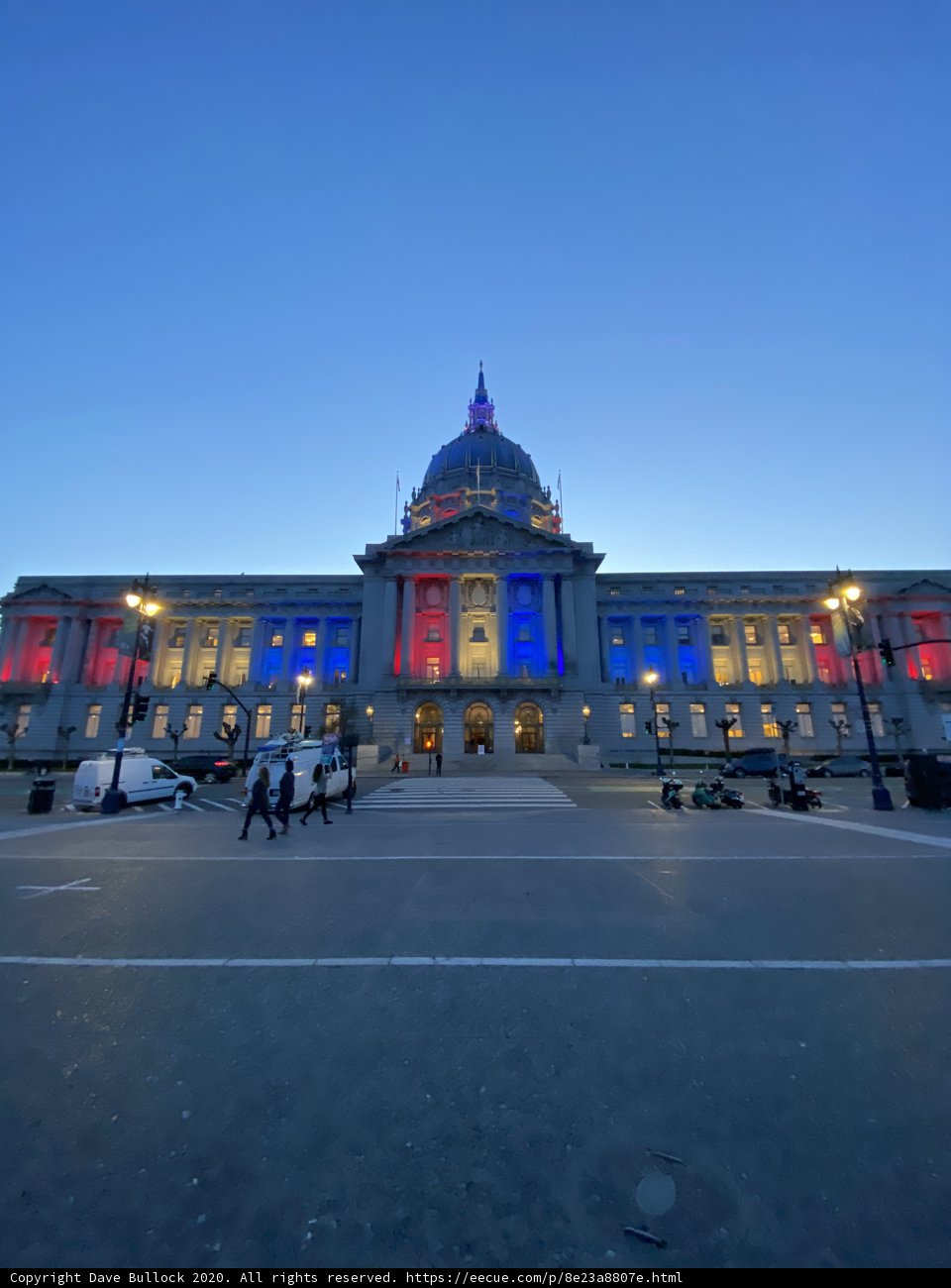 City Hall Shines with Patriotic Lights