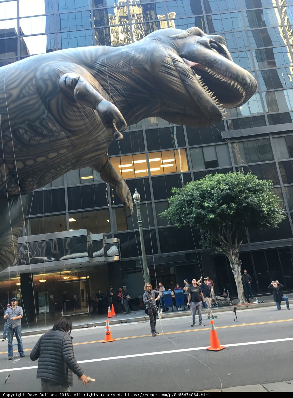 Inflatable Dinosaur Takes Over Busy LA Streets