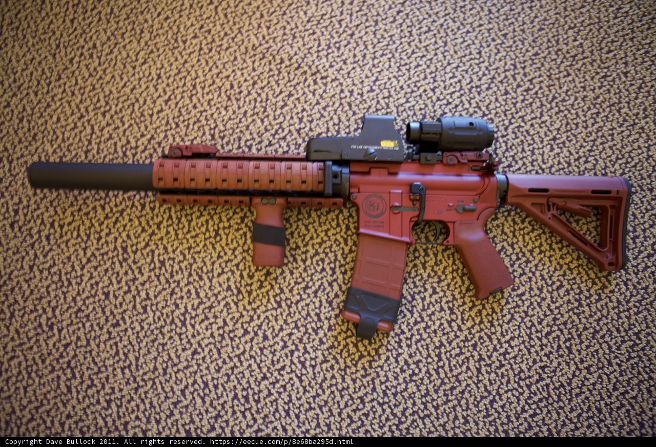 A Red Rifle with Precision Scope