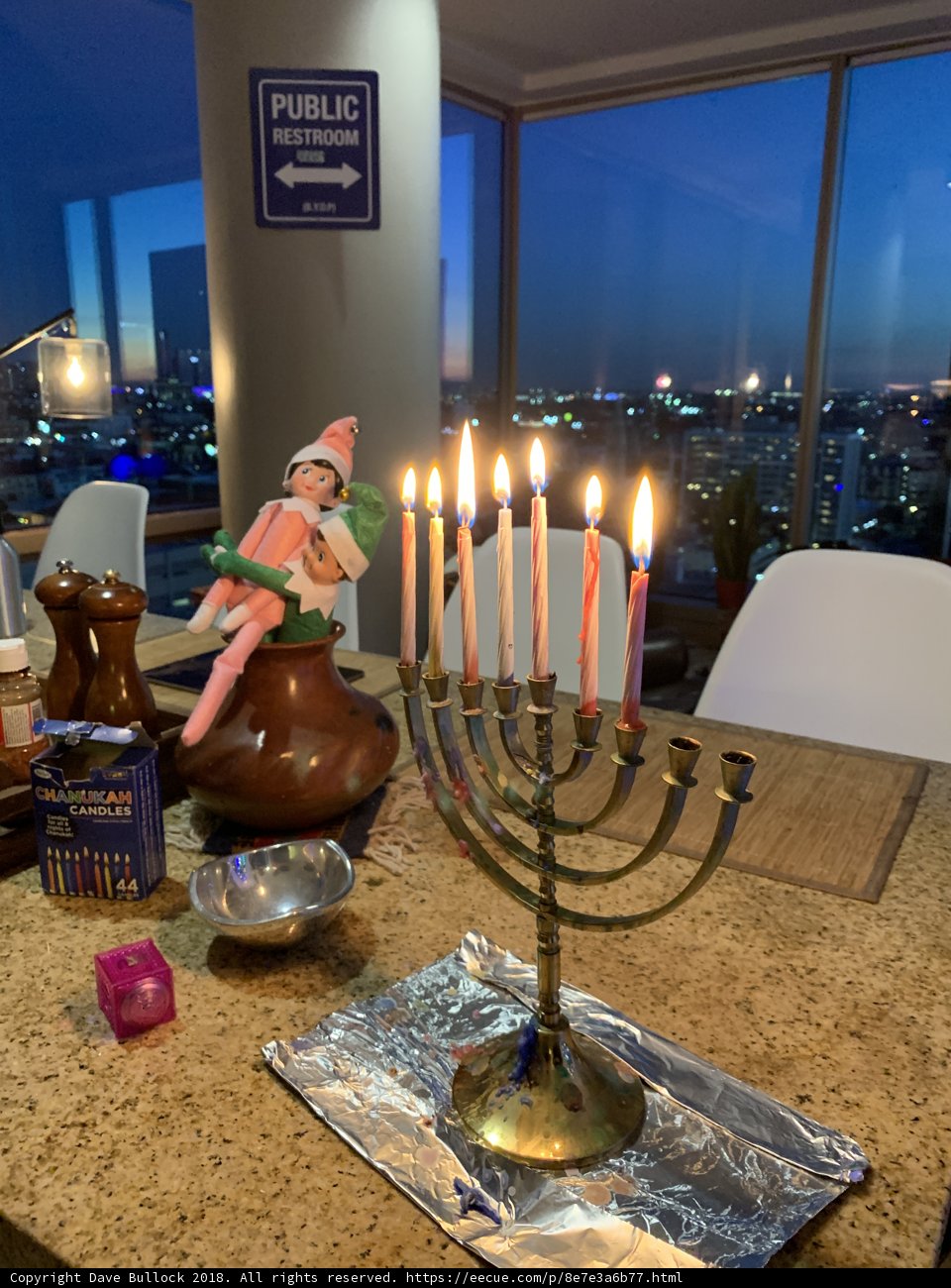Festive Menorah on Table