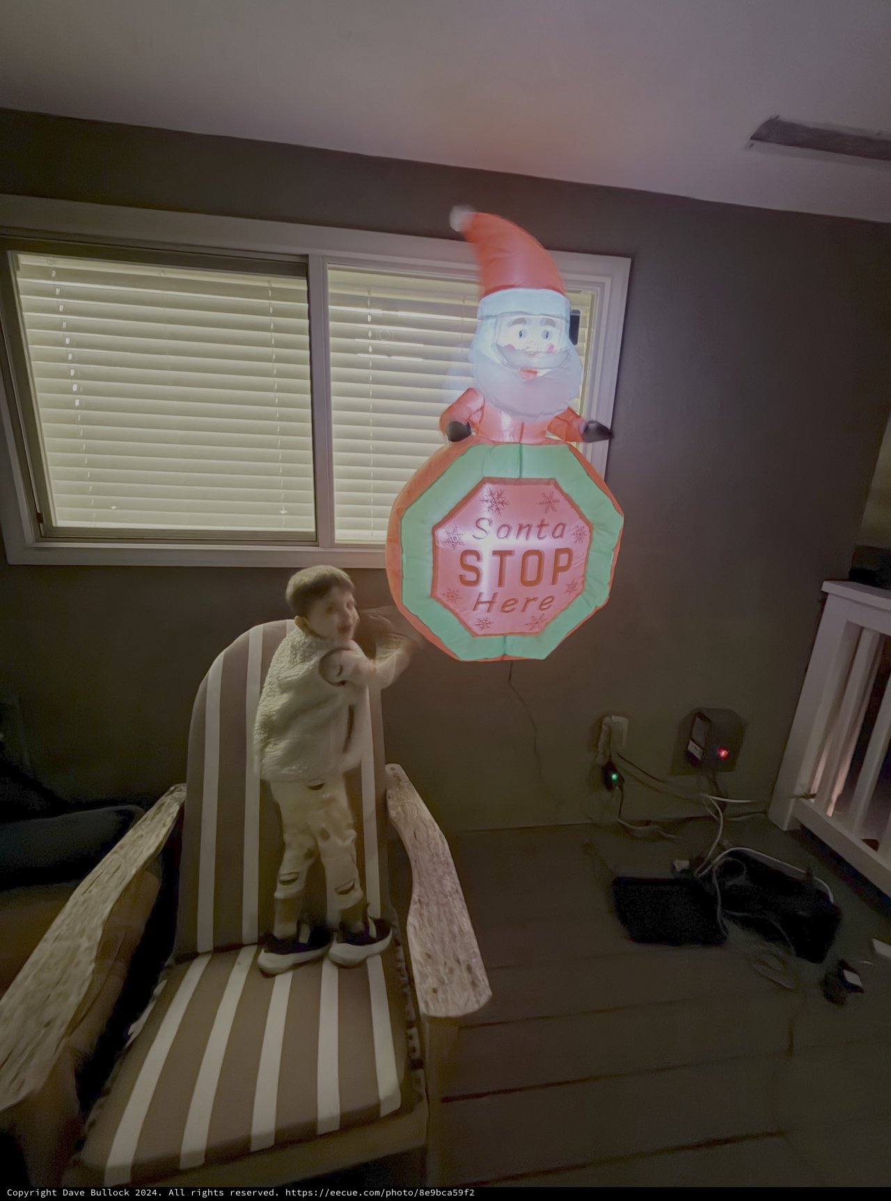 Child's Christmas Bedroom with Santa Projection