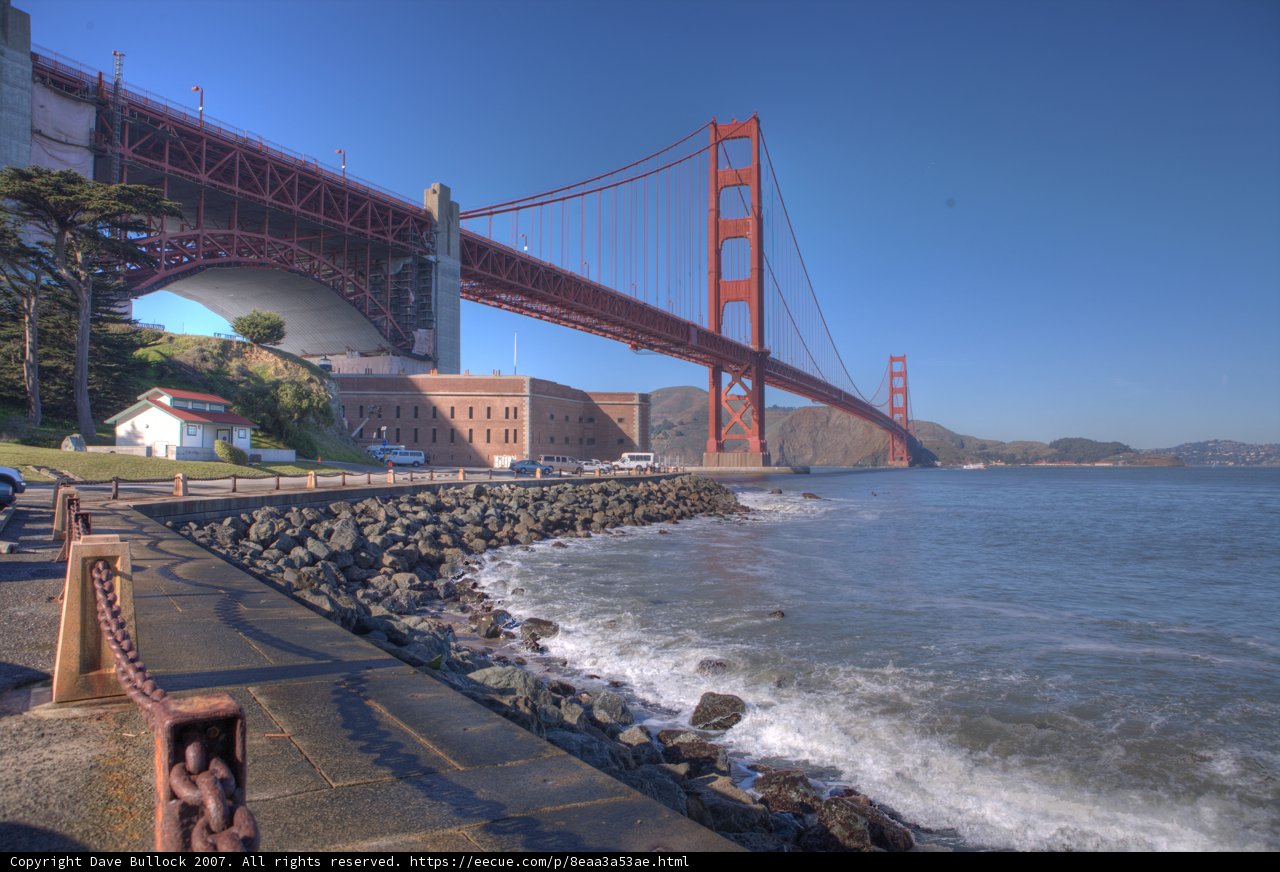 Golden Gate Bridge over a Serene Waterfront