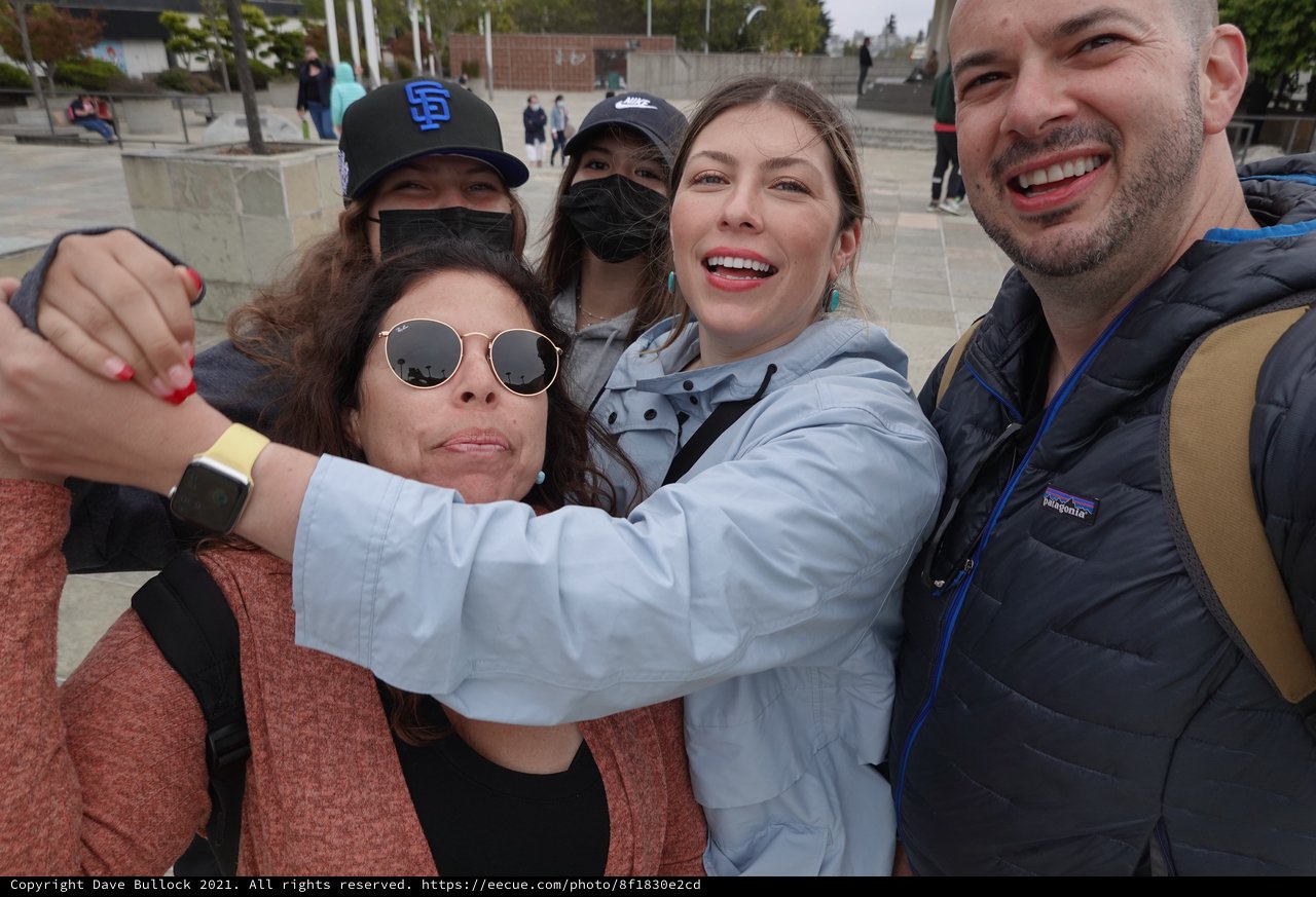 Friends Taking Selfie in Urban Plaza