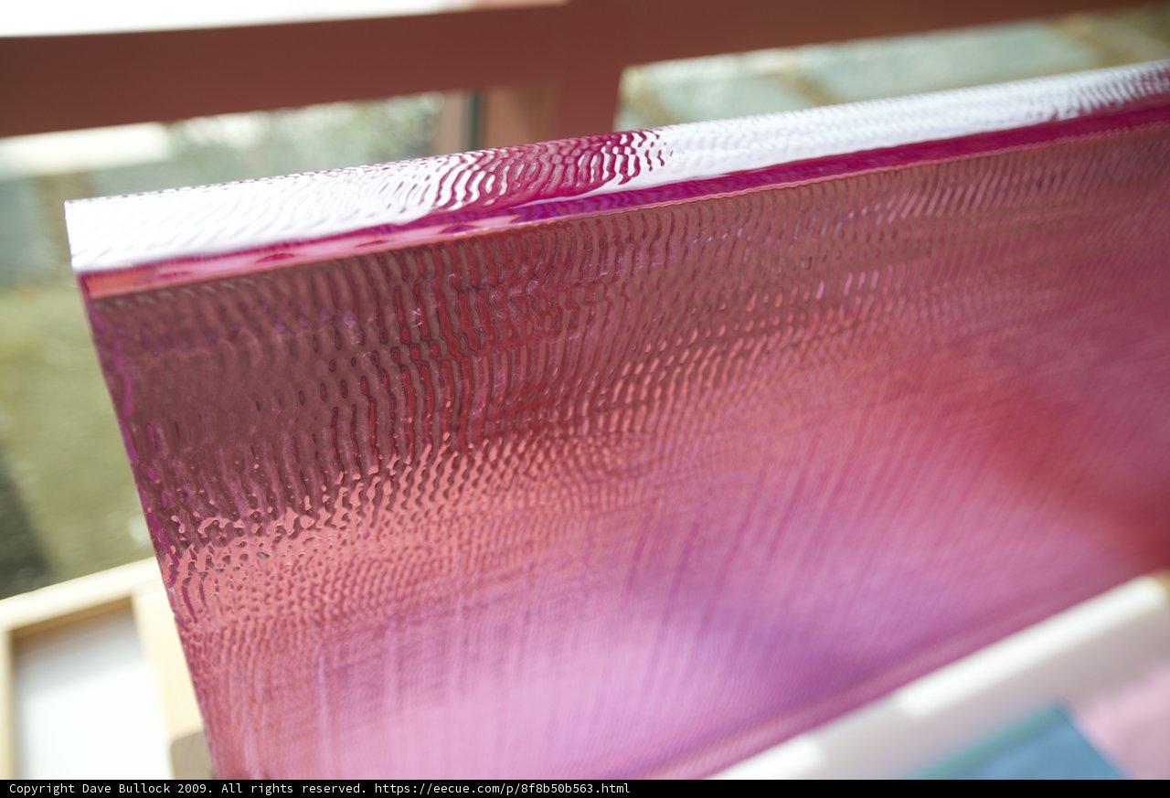 Pink Glass Panel with Aluminum and Foil Accents