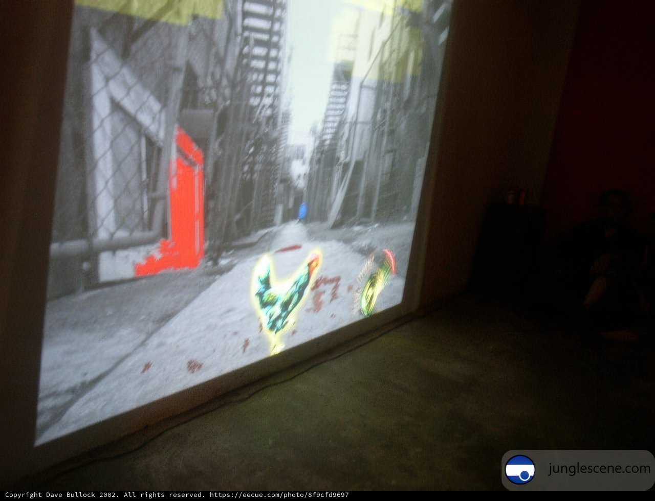 City Street Scene Projected on Screen