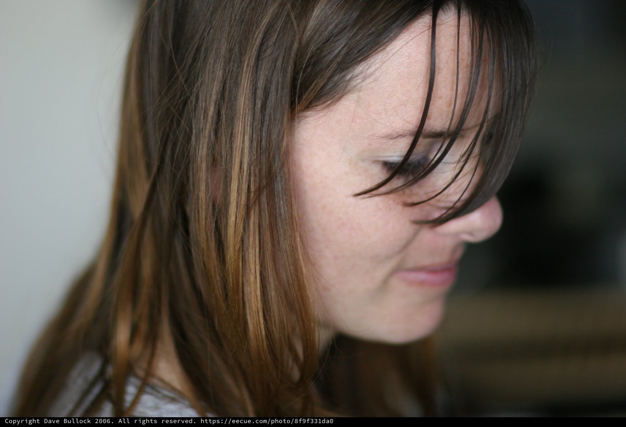 Penelope in Profile, Hair Falling Across Her Face