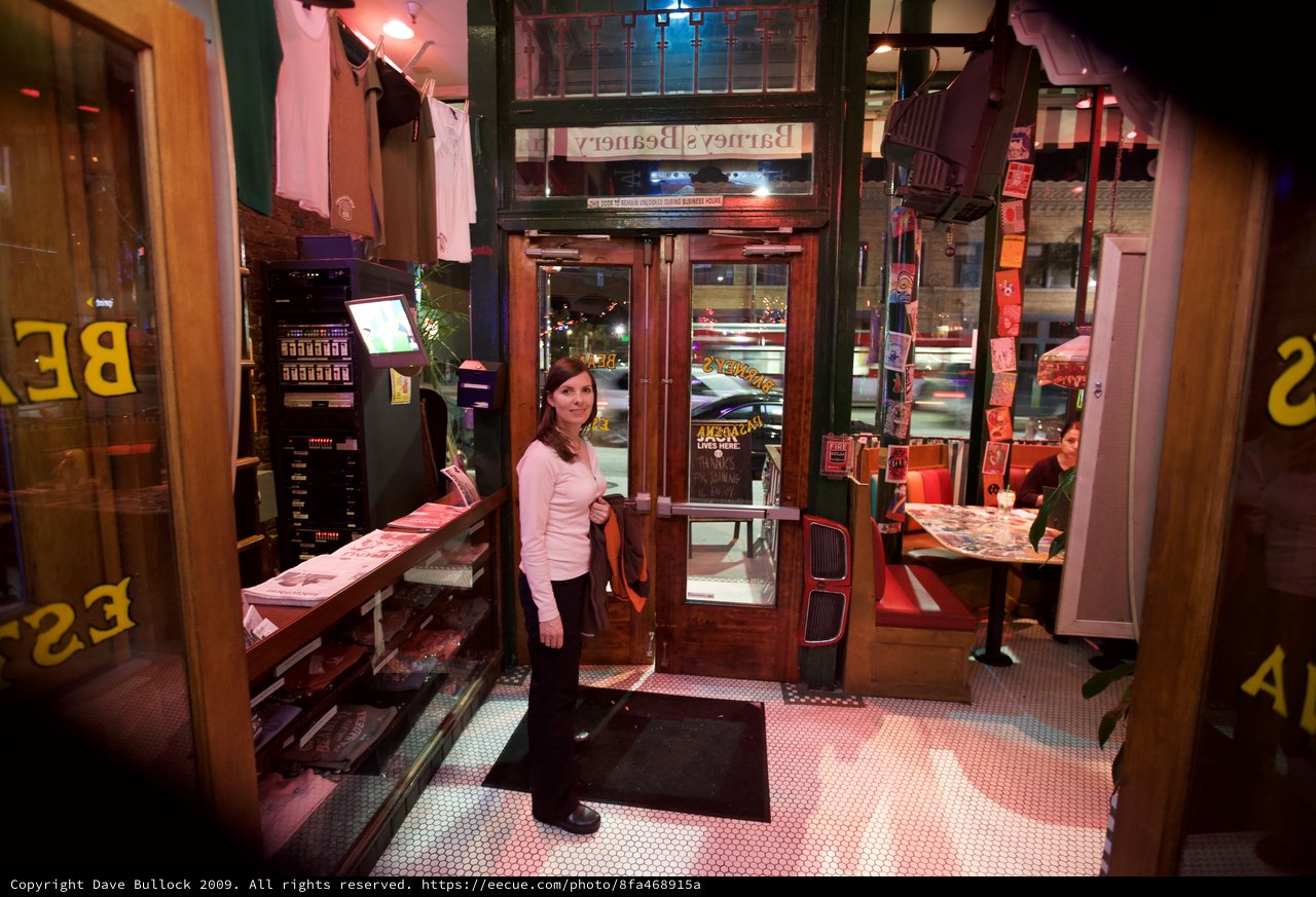 Woman at Barney's Beanery Entrance in West Hollywood