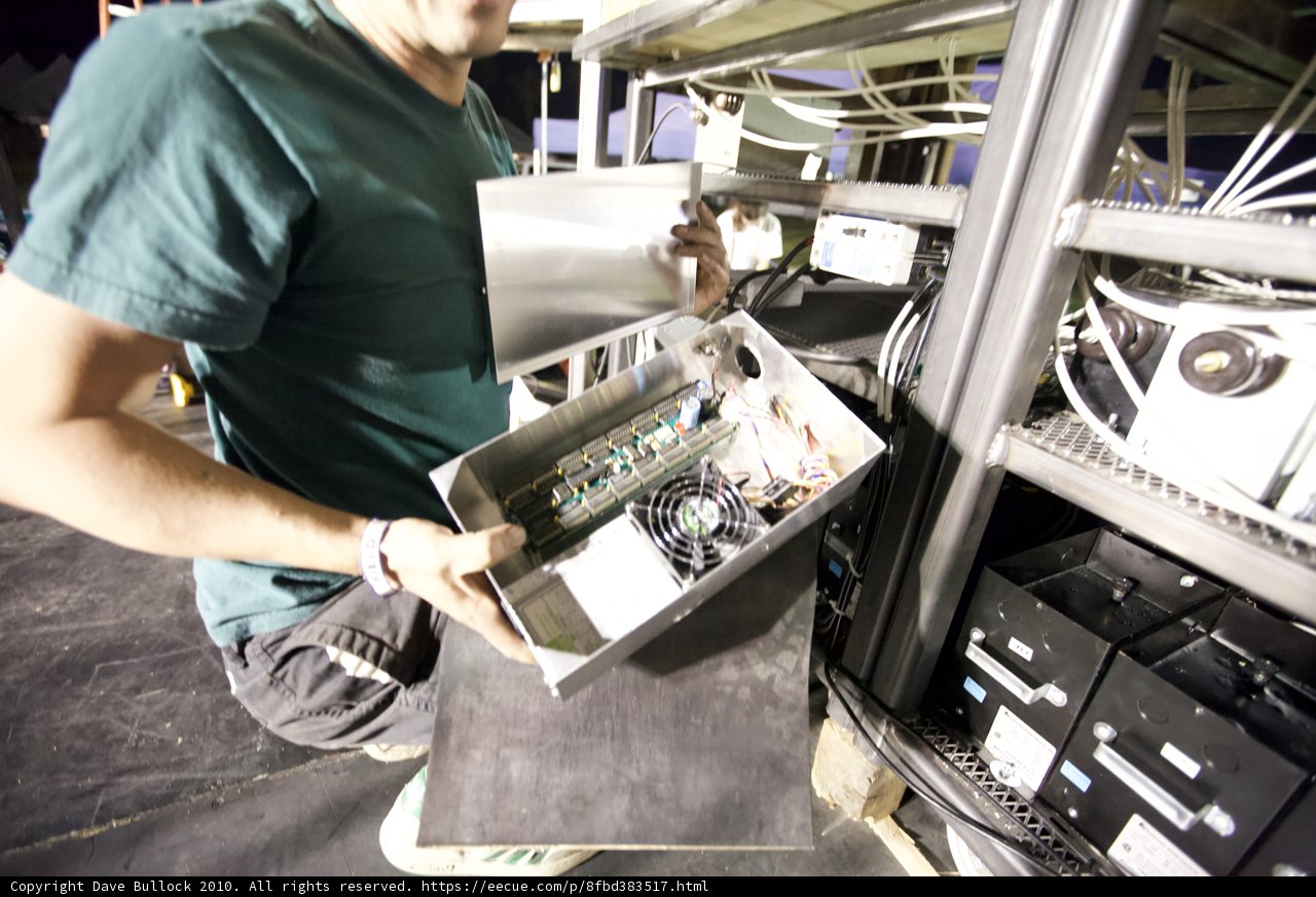 Tech-savvy man carrying a box of electronic hardware