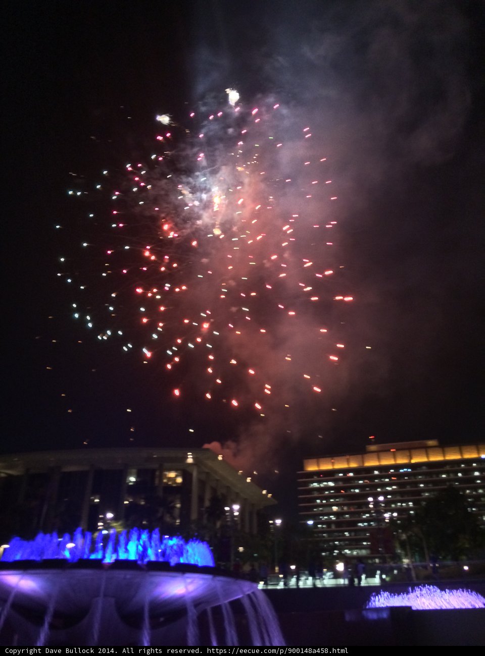Fireworks Illuminating the Night Sky over LA's Civic Center Mall