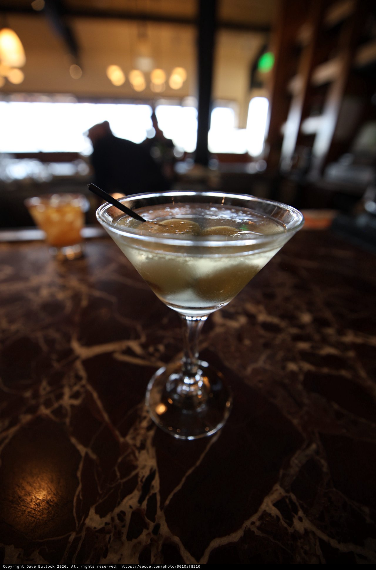 Classic Martini in Dimly Lit Upscale Bar